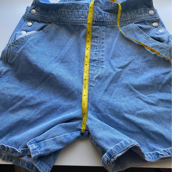 Y2K Basic Concepts Blue Denim Short Bib Carpenter Overalls Woman Large Coquette - Picture 12 of 15